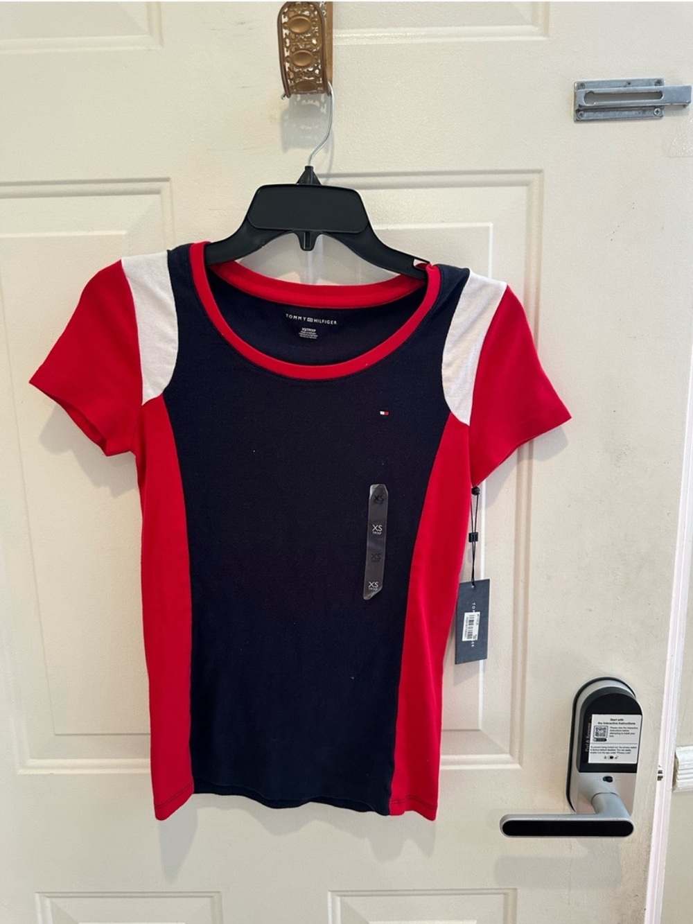 Tommy Hilfiger Red, Navy & White Colorblock Short Sleeve Tee